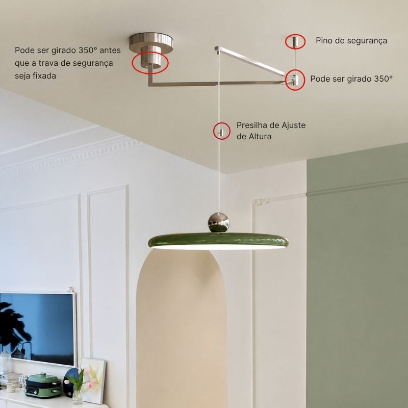 Luminária Pendente com Braço Articulado Estilo UFO Vancouver LEDZ – 40cm