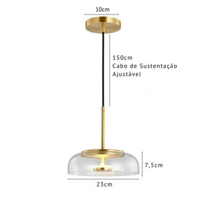 Lustre Pendente Design Italiano Mezza Luna LEDZ – Transparente/Âmbar/Fumê