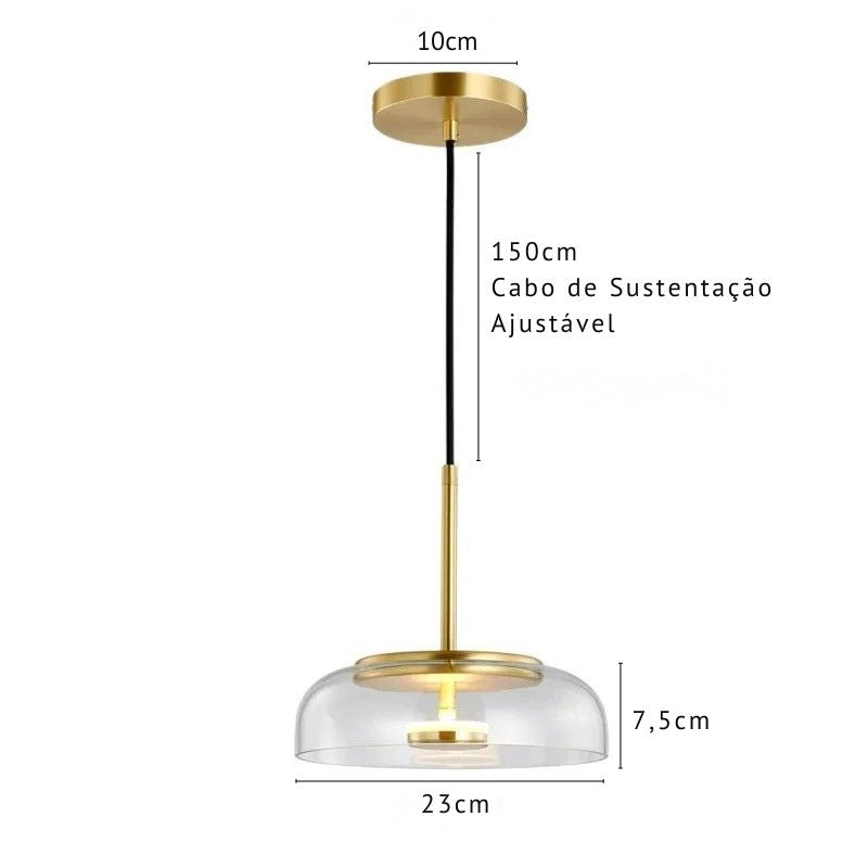 Lustre Pendente Design Italiano Mezza Luna LEDZ – Transparente/Âmbar/Fumê