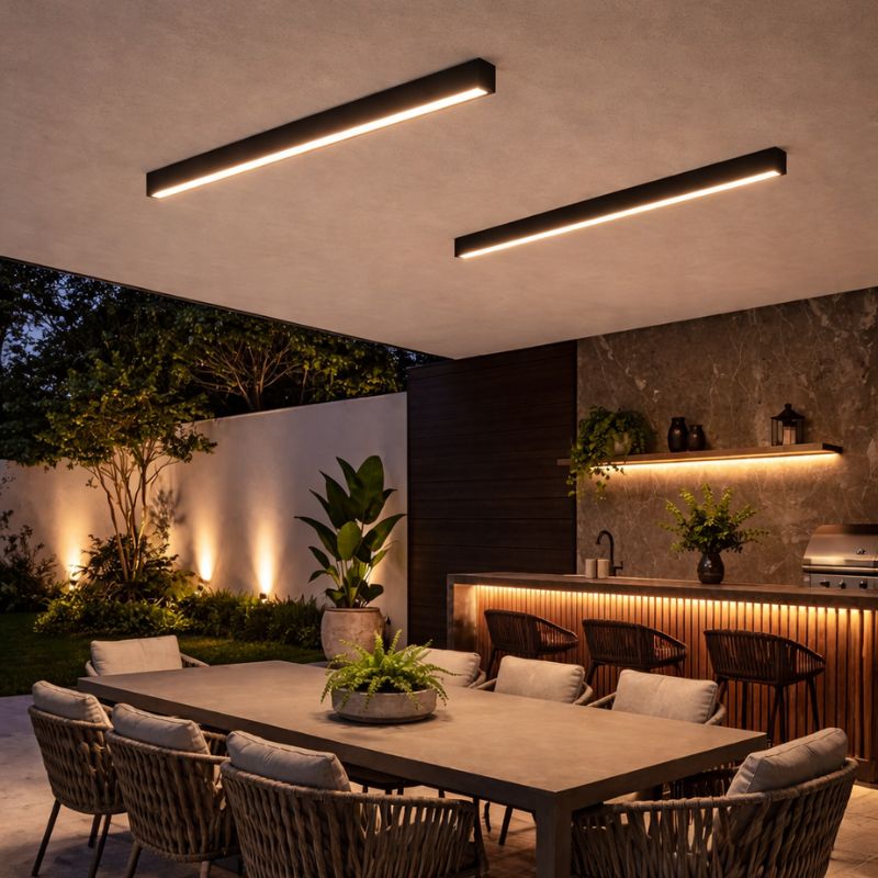 Luminária de Teto Plafon Linea Slim Ledz - 50cm/80cm - Preto/Branco