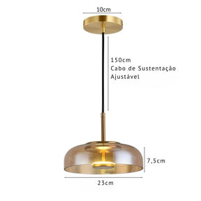 Lustre Pendente Design Italiano Mezza Luna LEDZ – Transparente/Âmbar/Fumê