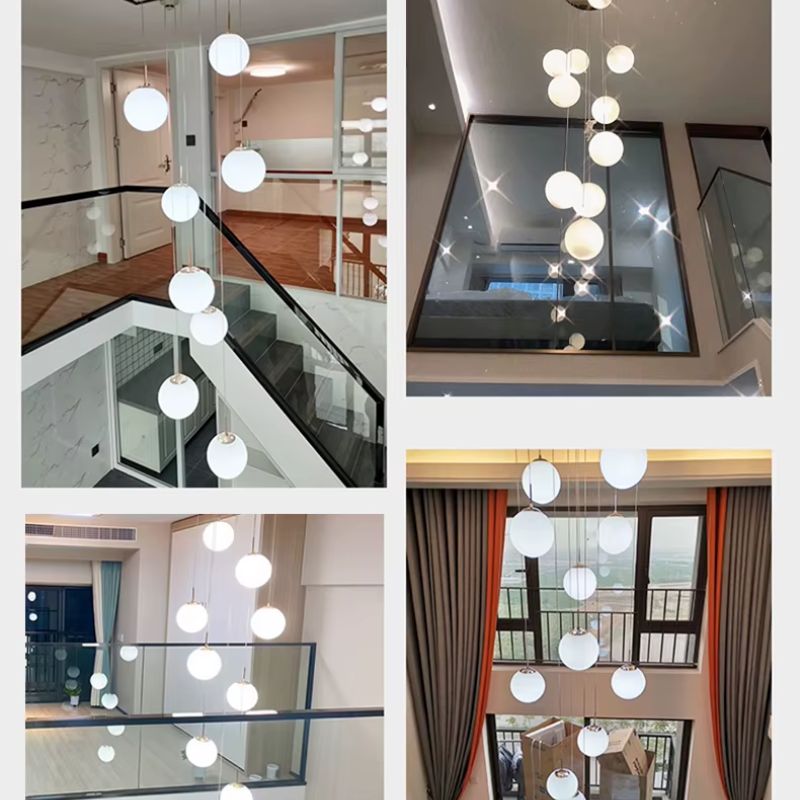 Lustre Pendente de Luxo para Pé-Direito Duplo Globos Estilo Clássico LEDZ -  Dourado/Prata – 6 Globos / 9 Globos / 12 Globos / 18 Globos / 24 Globos