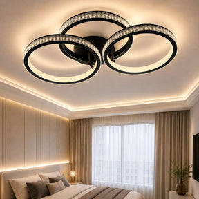 Luminária de Teto Plafon de Sobrepor 3 Arcos Efeito Cristal Genebra LEDZ - Branco ou Preto