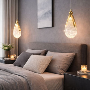 Lustre Pendente de Luxo Led - Pérola Dourada