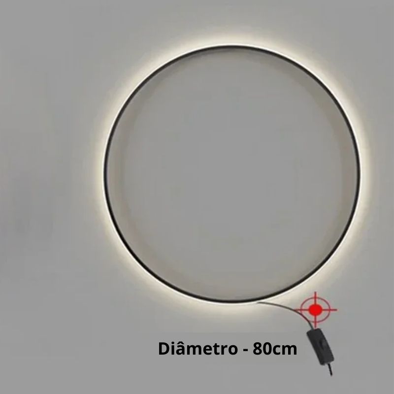 Luminária Arandela de Parede Moderna Circular Led - 80cm