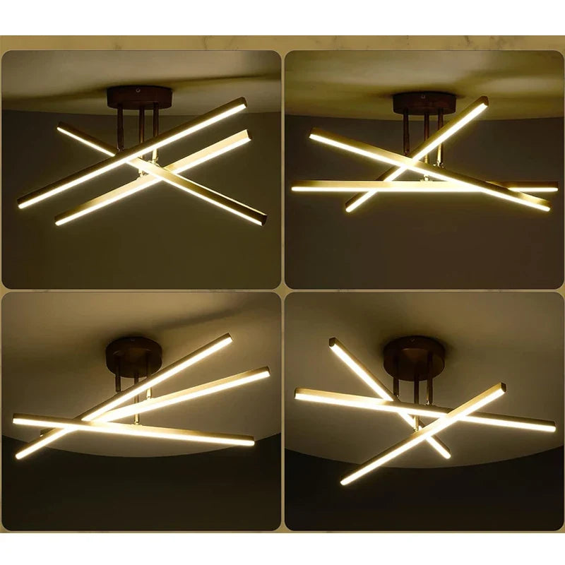 Lustre Luminária de Teto Estilo Nórdico Led - 3 Hastes cruzadas
