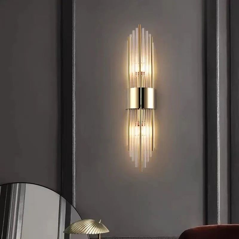 Luminária Arandela de Parede Feixes Led - Dourado/Preto - 35cm