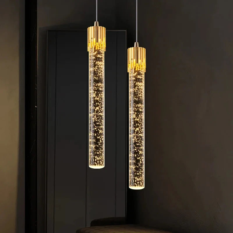 Lustre Pendente de Luxo Bastão em Bolhas Led