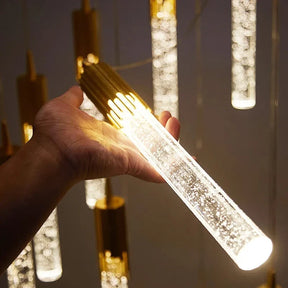 Lustre Pendente de Luxo Bastão em Bolhas Led