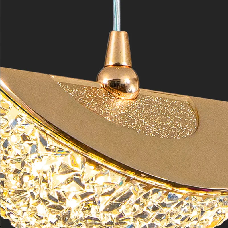 Lustre Pendente de Luxo Led - Pérola Dourada