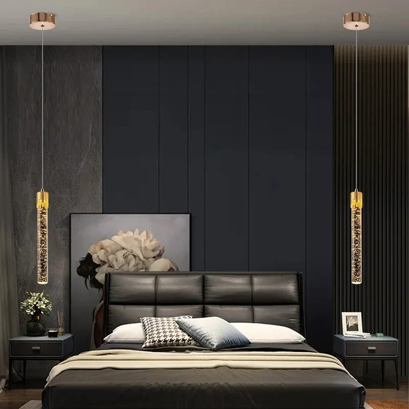 Lustre Pendente de Luxo Bastão em Bolhas Led