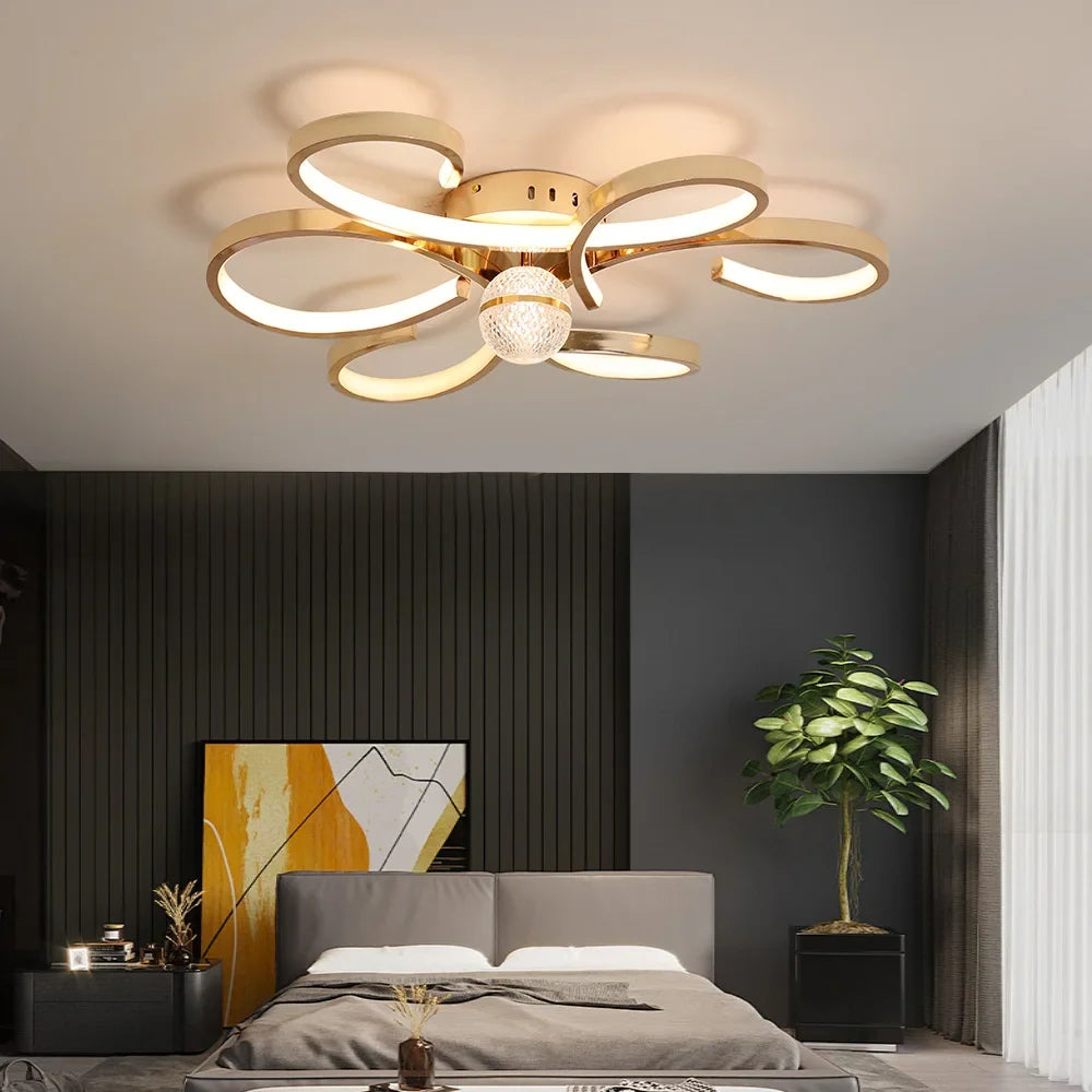 Lustre Luminária de Teto Plafon de Luxo Fiorenza LEDZ - Dourado/Prata/Preto - 60cm