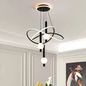 Lustre Pendente de Luxo Supreme LEDZ - Dourado/Preto/Branco - 60cm