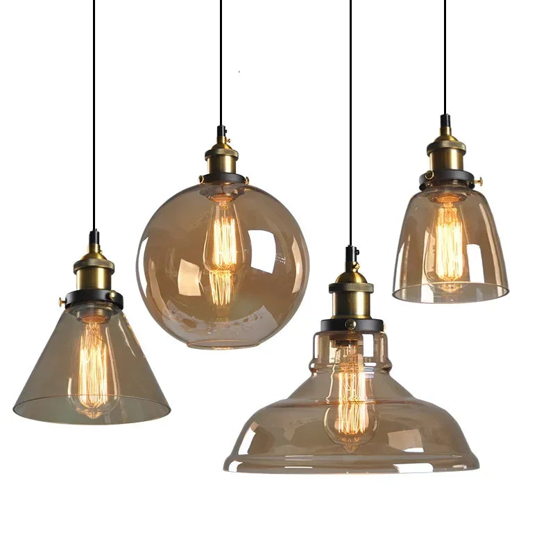 Lustre Pendente Vintage Retrô Lumière LEDZ - Fumê / Âmbar / Transparente
