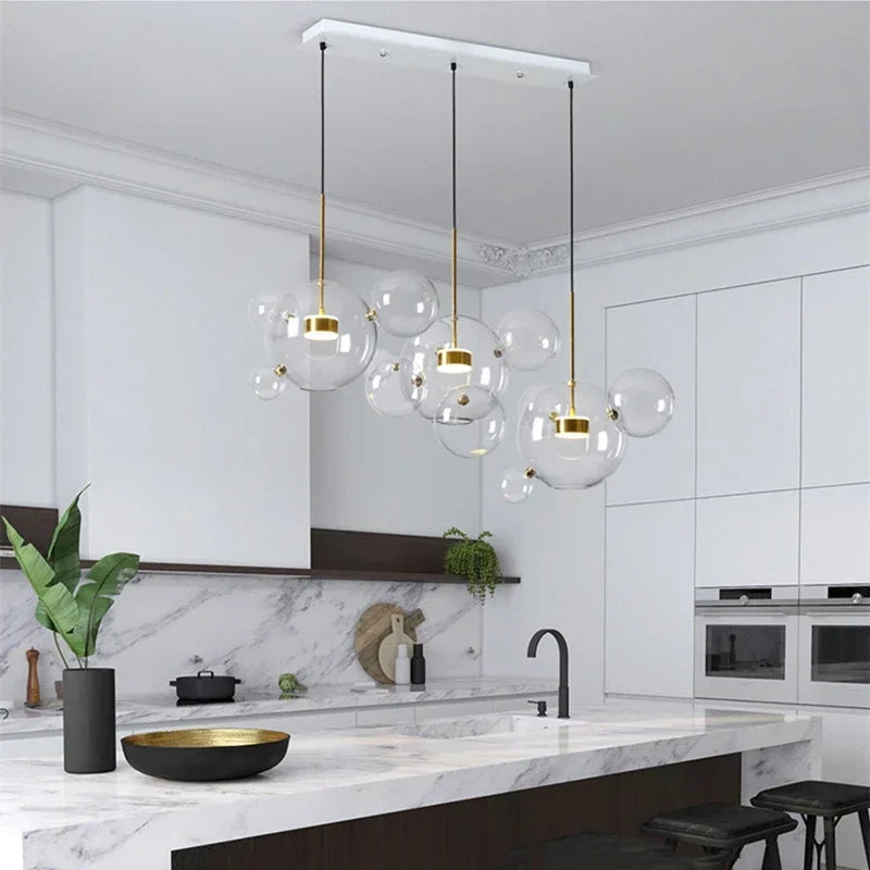 Lustre Pendente Design Italiano Vetro a Bolle Led - 1 Bolha / 4 Bolhas / 6 Bolhas