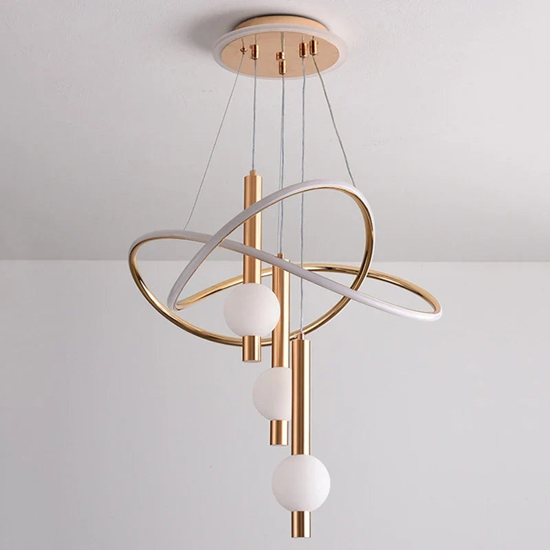 Lustre Pendente de Luxo Supreme LEDZ - Dourado/Preto/Branco - 60cm