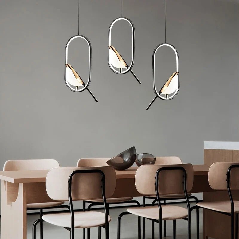 Lustre Pendente de Luxo Pássaro Magpie Led