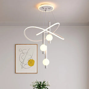 Lustre Pendente de Luxo Supreme LEDZ - Dourado/Preto/Branco - 60cm