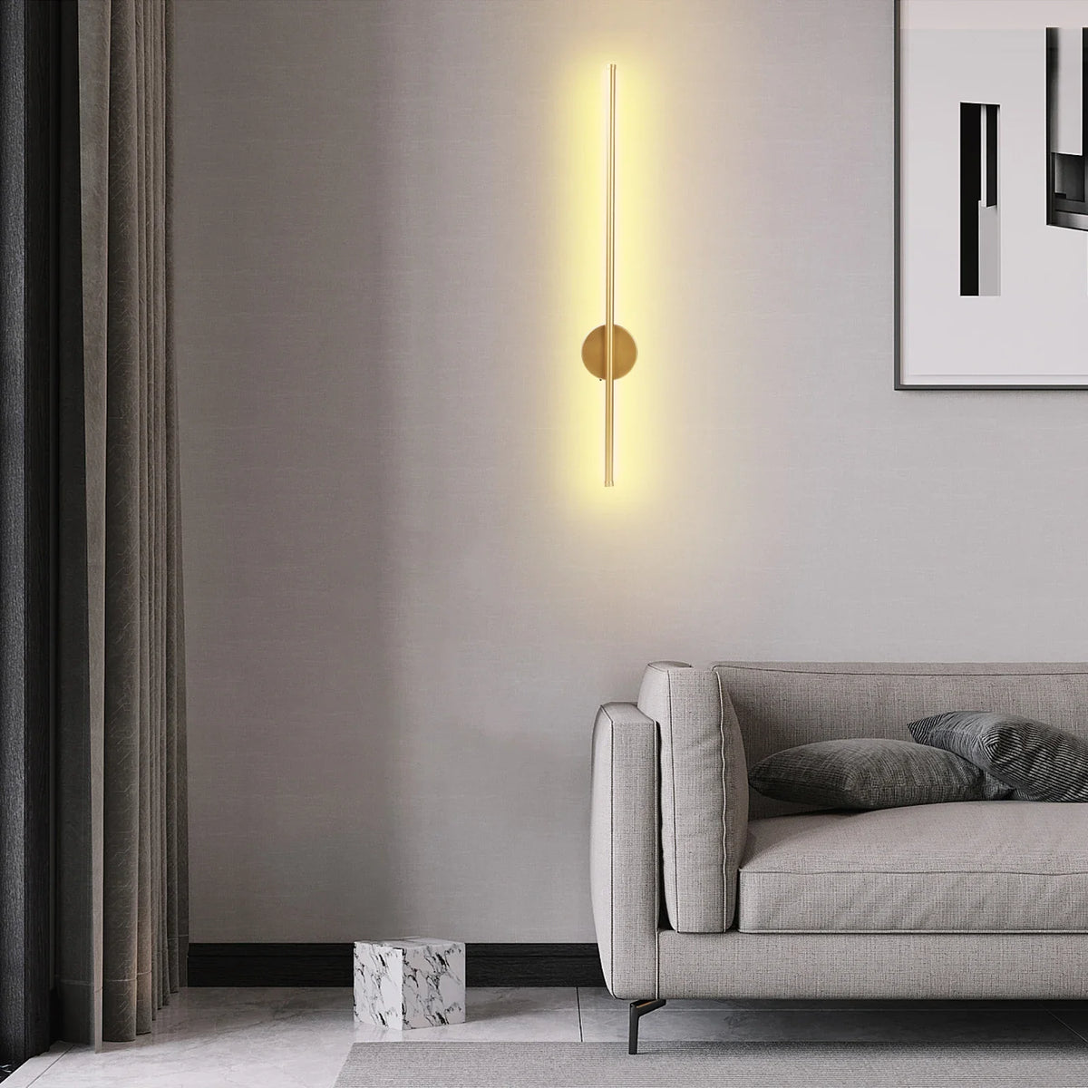Luminária Arandela de Parede Sem Fio com Controle Remoto - Tendency LED - Preto/Dourado - 50cm