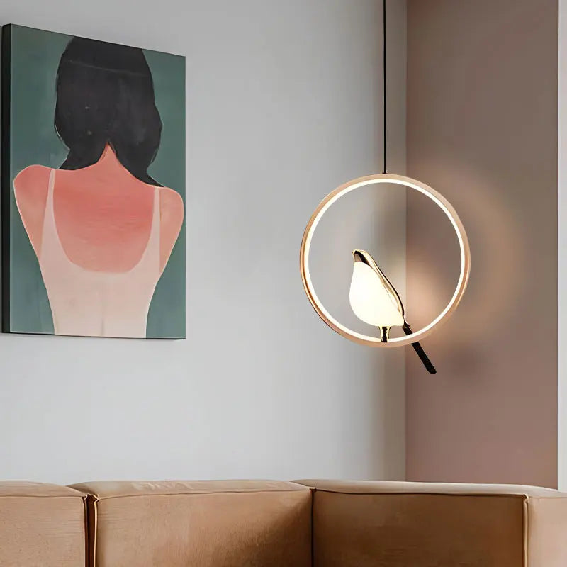 Lustre Pendente de Luxo Pássaro Magpie Led