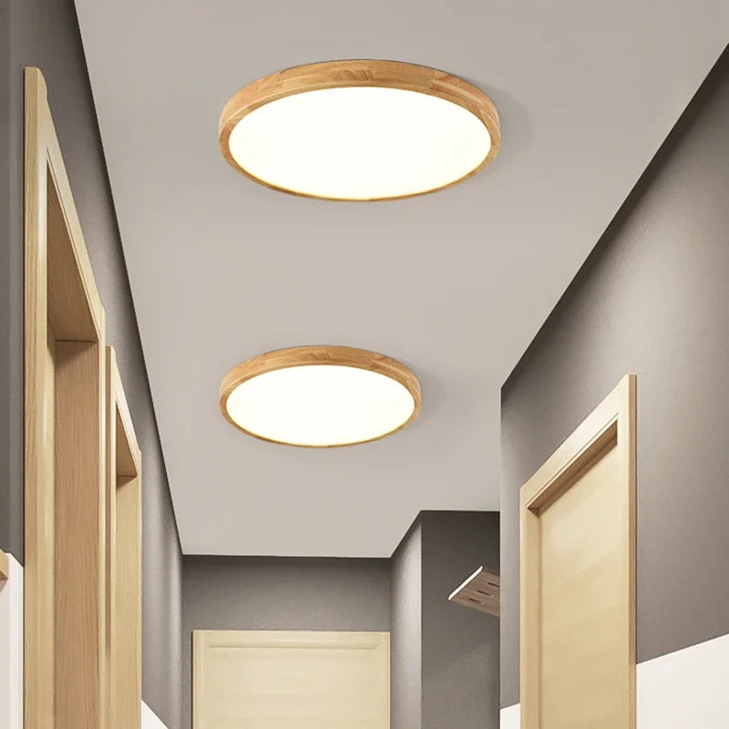 Luminária de Teto Plafon Ultra Slim Led - Circular  - Cor Madeira