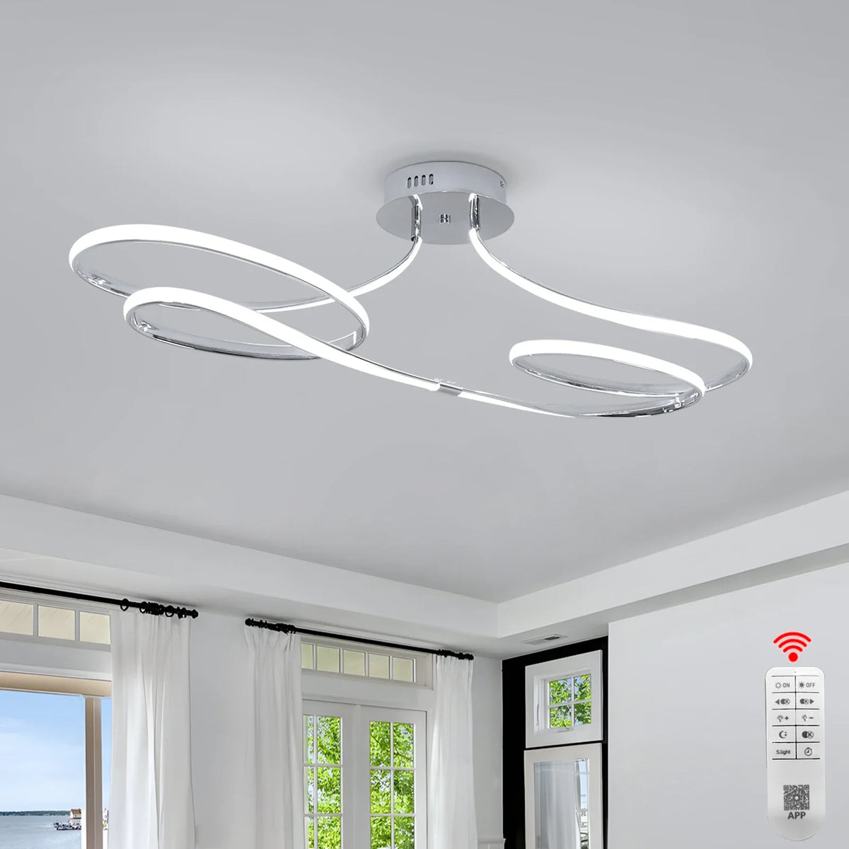 Últimas Unidades – 30% OFF | Lustre Luminária de Teto Plafon de Luxo Fluence LEDZ - Dourado/Prata/Preto – 75cm/96cm