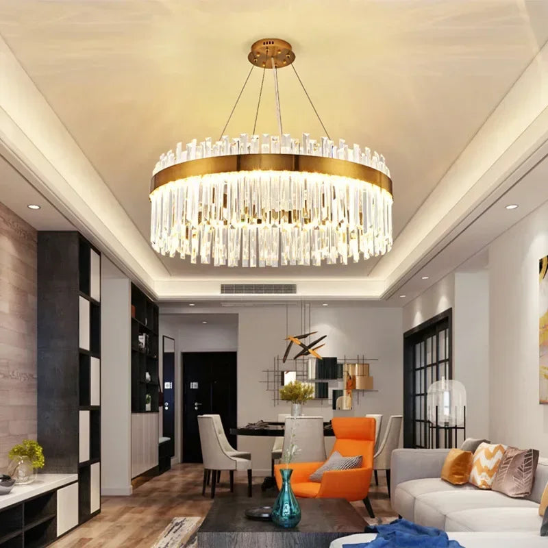 Lustre Pendente de Luxo em Cristais de Vidro Bellagio Ledz