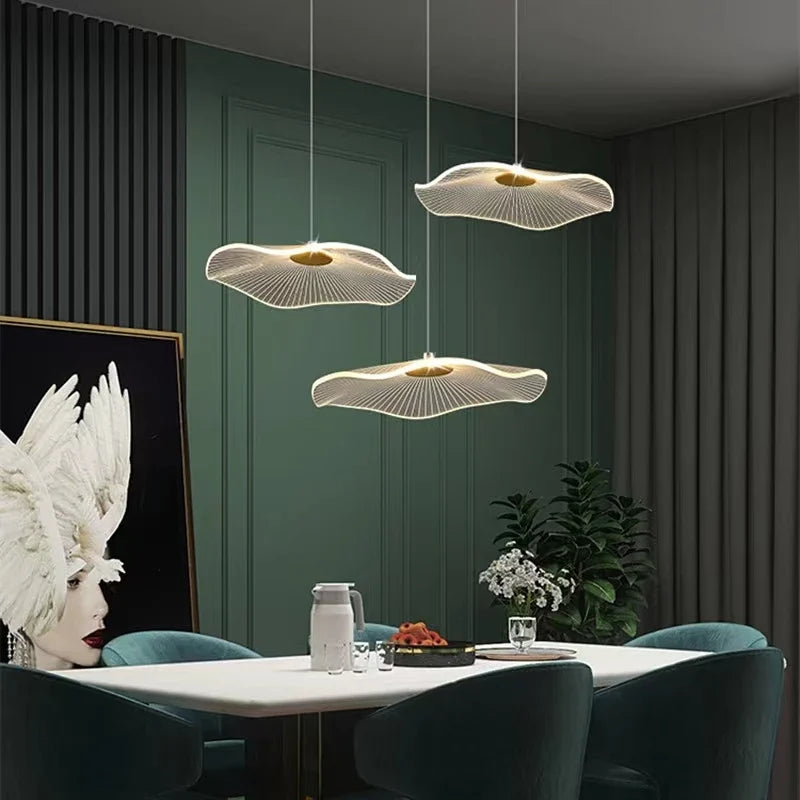 Lustre Pendente Moderno Folha Minimalista Led