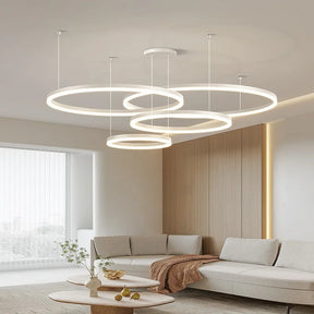 Lustre Pendente de Luxo Coliseum LEDZ - 3, 4 ou 5 Anéis - Preto/Branco/Dourado