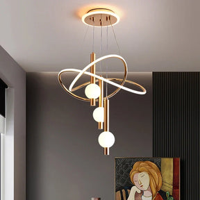 Lustre Pendente de Luxo Supreme LEDZ - Dourado/Preto/Branco - 60cm