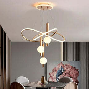 Lustre Pendente de Luxo Supreme LEDZ - Dourado/Preto/Branco - 60cm