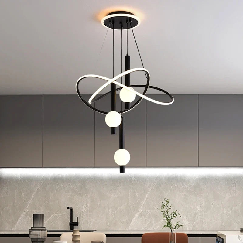 Lustre Pendente de Luxo Supreme LEDZ - Dourado/Preto/Branco - 60cm