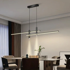 Lustre Pendente Minimalista Linear Foco Tubular Duplo LED