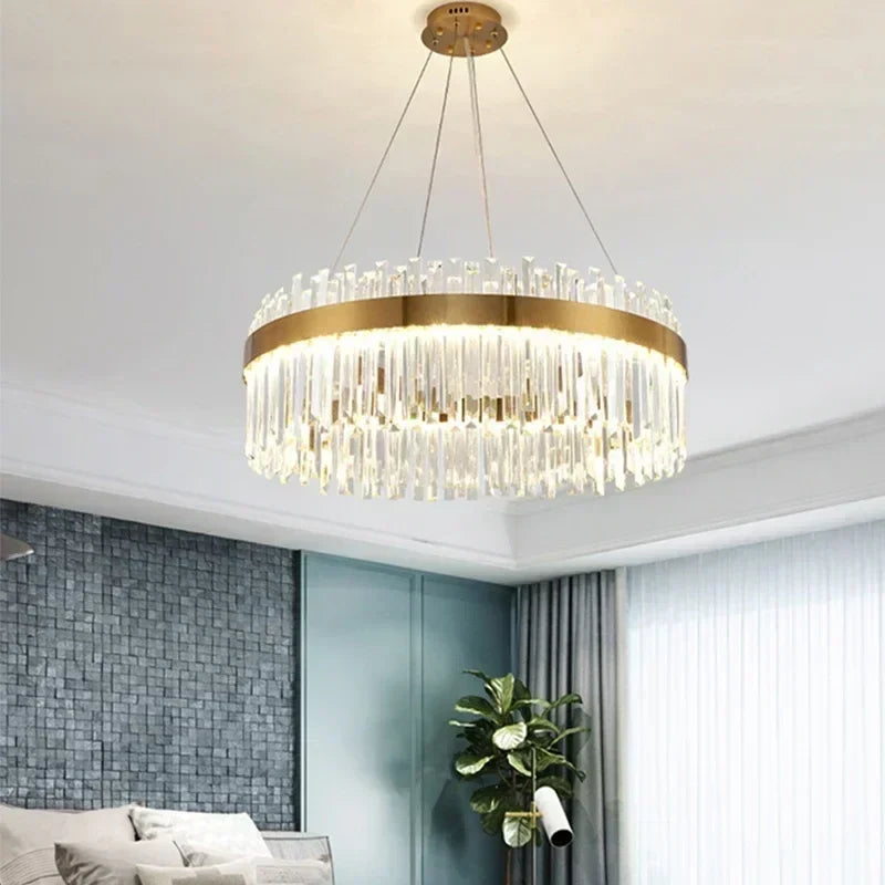 Lustre Pendente de Luxo em Cristais de Vidro Bellagio Ledz