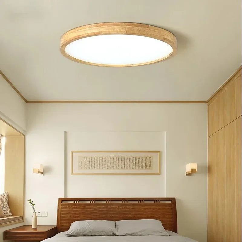 Luminária de Teto Plafon Ultra Slim Led - Circular  - Cor Madeira