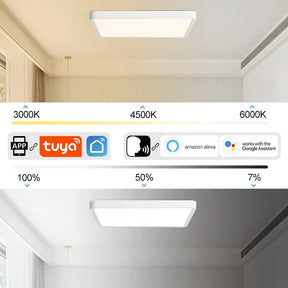 Luminária de Teto Plafon Ultra Slim LED - Quadrado com  Conexão ALEXA e App de Celular