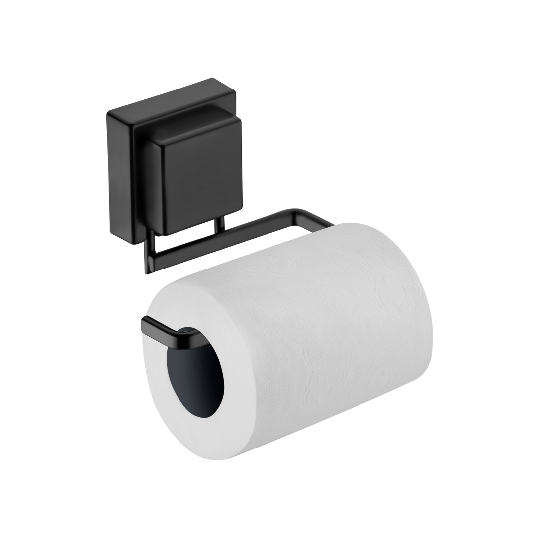 Kit de Acessórios para Banheiro Fixação Ventosa Preto Fosco 3 Peças