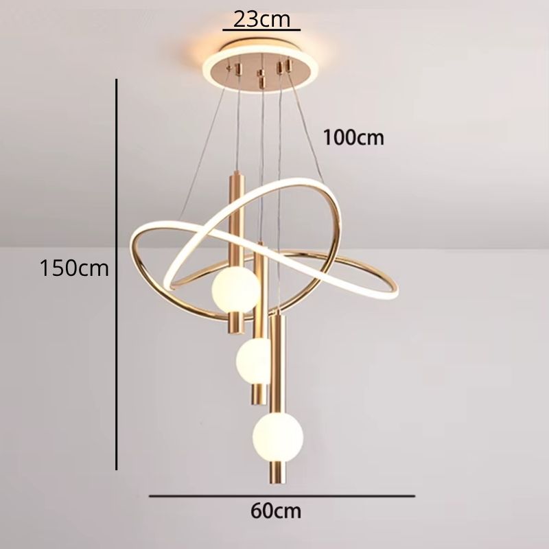 Lustre Pendente de Luxo Supreme LEDZ - Dourado/Preto/Branco - 60cm