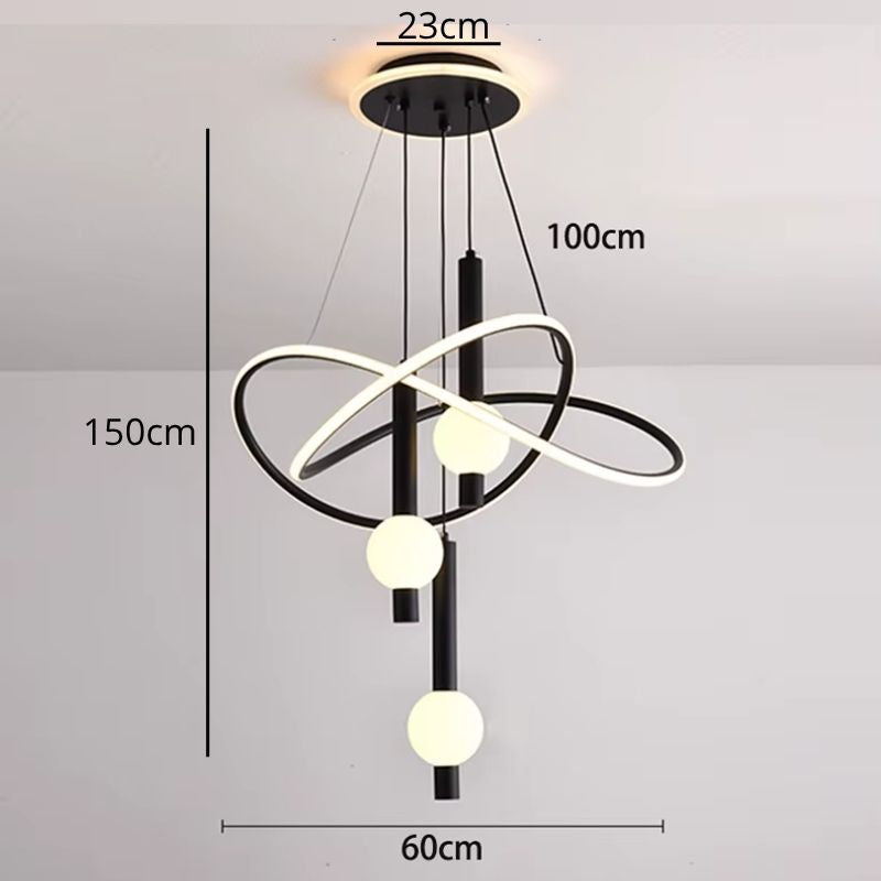 Lustre Pendente de Luxo Supreme LEDZ - Dourado/Preto/Branco - 60cm