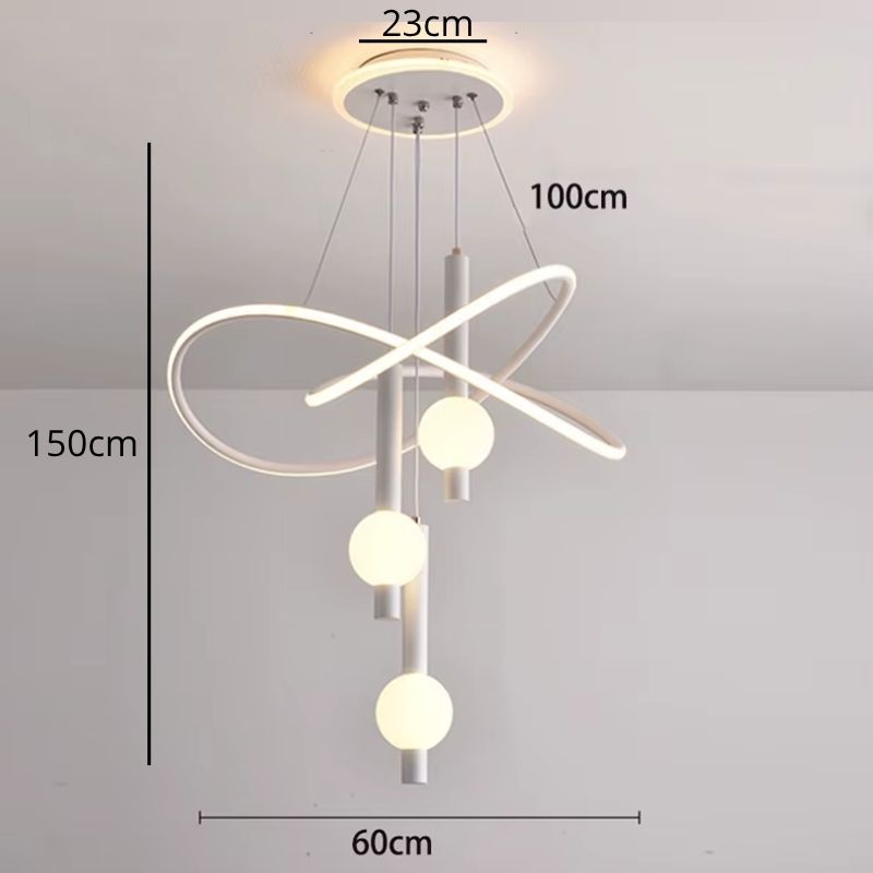 Lustre Pendente de Luxo Supreme LEDZ - Dourado/Preto/Branco - 60cm