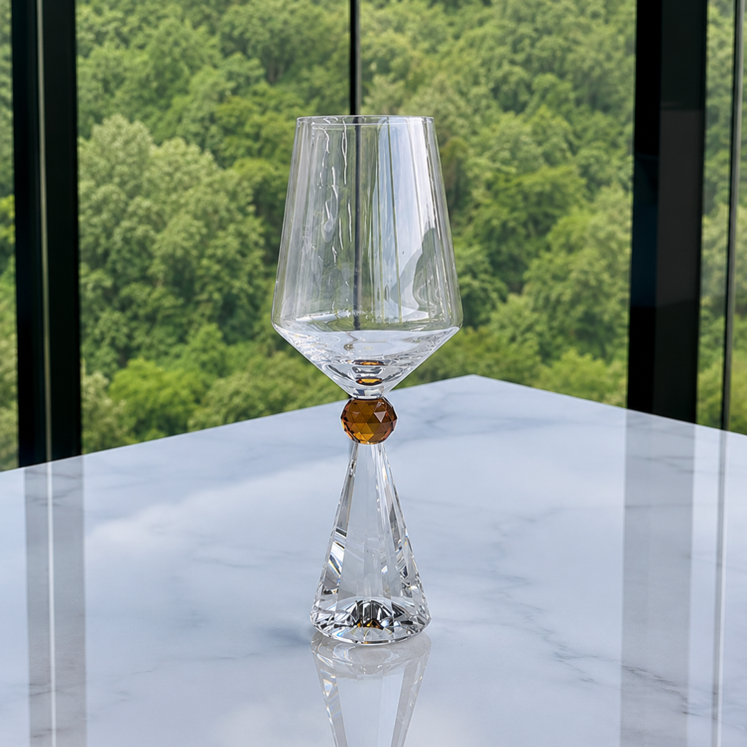 Jogo 6 Taças Base Cristal para Vinho Âmbar 595ml