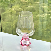 Taça de Vidro para Vinho com Base Diamante Rosa 500ml