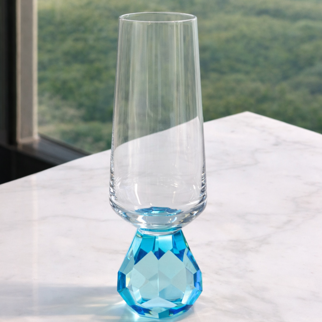 Taça para Champanhe com Base Diamante Azul 250ml
