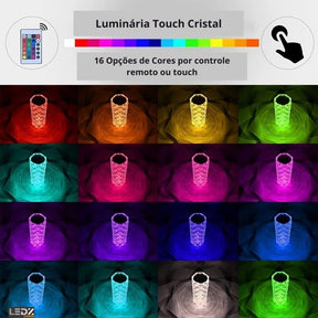 Luminária Touch USB Cristal - 16 Cores
