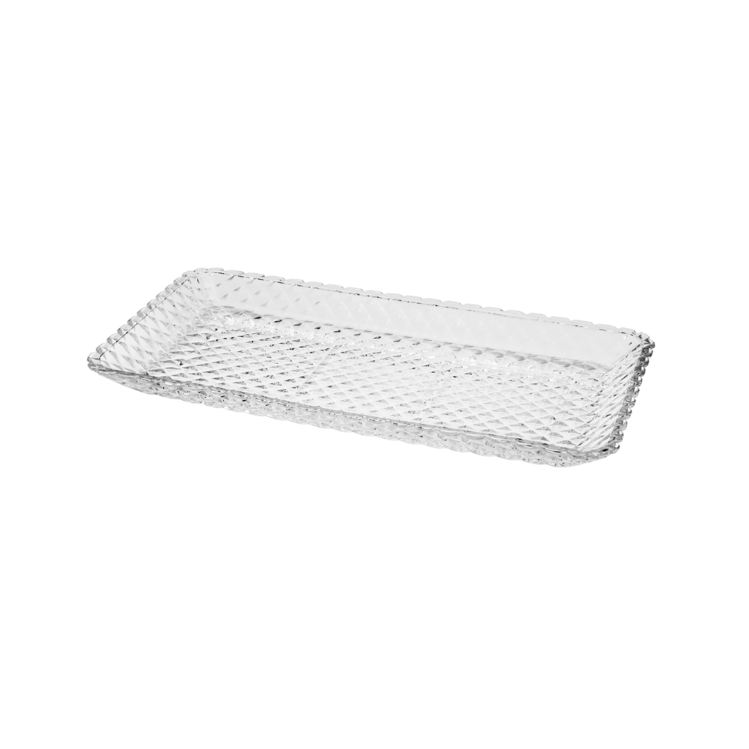 Travessa Retangular Estilo Diamante em Cristal 25cm