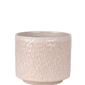 Vaso Cachepot com Base Cerâmica Bege 23cm