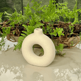 Vaso de Cerâmica Mikonos Redondo Branco 16cm