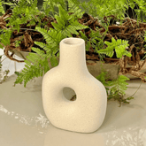 Vaso de Cerâmica Mikonos Circular Branco 17cm