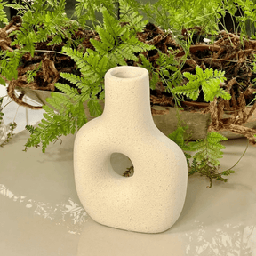 Vaso de Cerâmica Mikonos Circular Branco 17cm