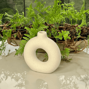Vaso de Cerâmica Mikonos Redondo Branco 16cm